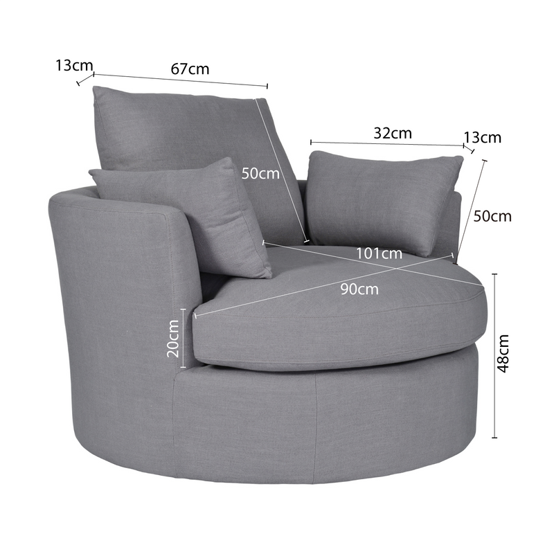 Contemporary Modern Austin Swivel Linen Snuggle Armchair