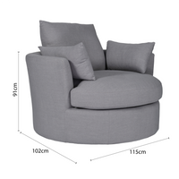 Contemporary Modern Austin Swivel Linen Snuggle Armchair