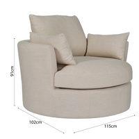 Contemporary Modern Austin Swivel Linen Snuggle Armchair