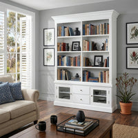 Hamptons Library Display Bookcase Cabinet with 2 Drawer
