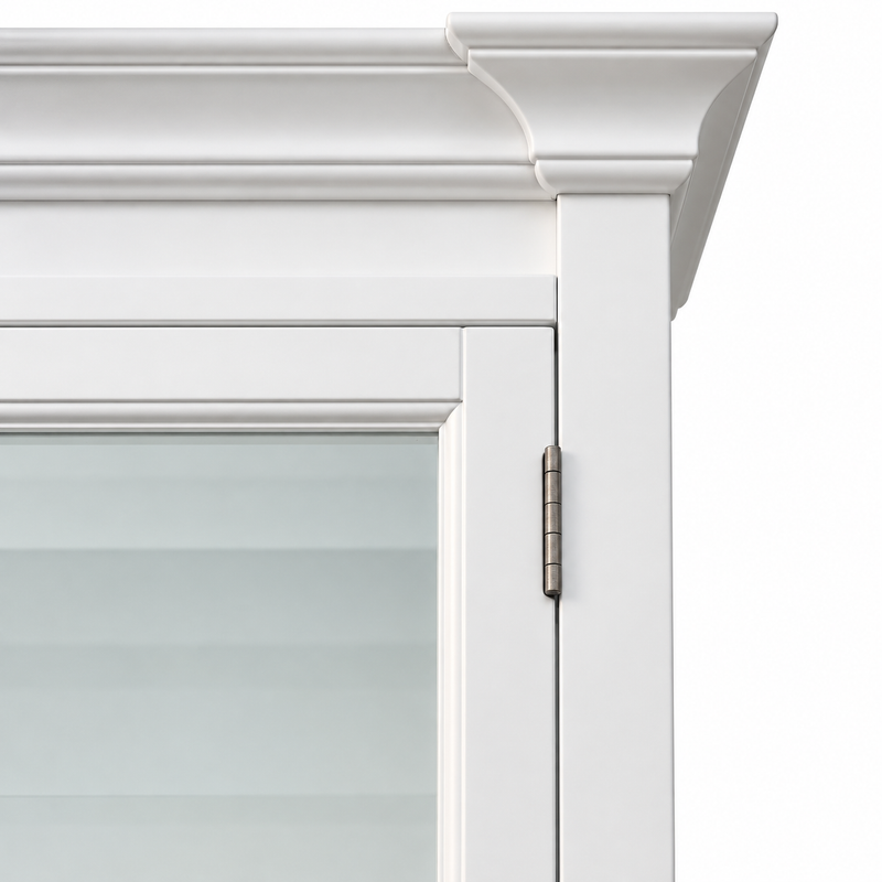 Hamptons Glass Door Display Wine Bar & Drink Cabinet with Storage, Wine Rack, Glass Holders & Pull-Out Trays 110cm Wide