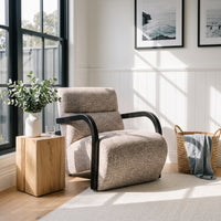 The Mosaic Bouclé Lounge Armchair with Black / Natural Frame in French Mist Grey / Toasted Oatmeal / Butter Cream