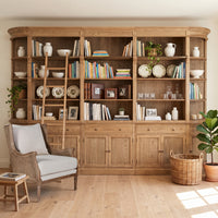 French Provincial Natural Buffet and Hutch Bookcase Sideboard Cabinet with Ladder (Pre-order extra $500 Early Bird discount)