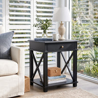 Hamptons Coastal Cross 1 Drawer Bedside Table
