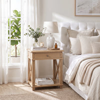 Hamptons Coastal Cross 1 Drawer Bedside Table