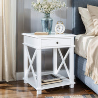 Hamptons Coastal Cross 1 Drawer Bedside Table