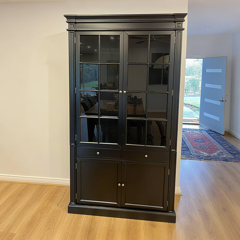 Hamptons Coastal 2 Glass Door Display Cabinet Bookcase