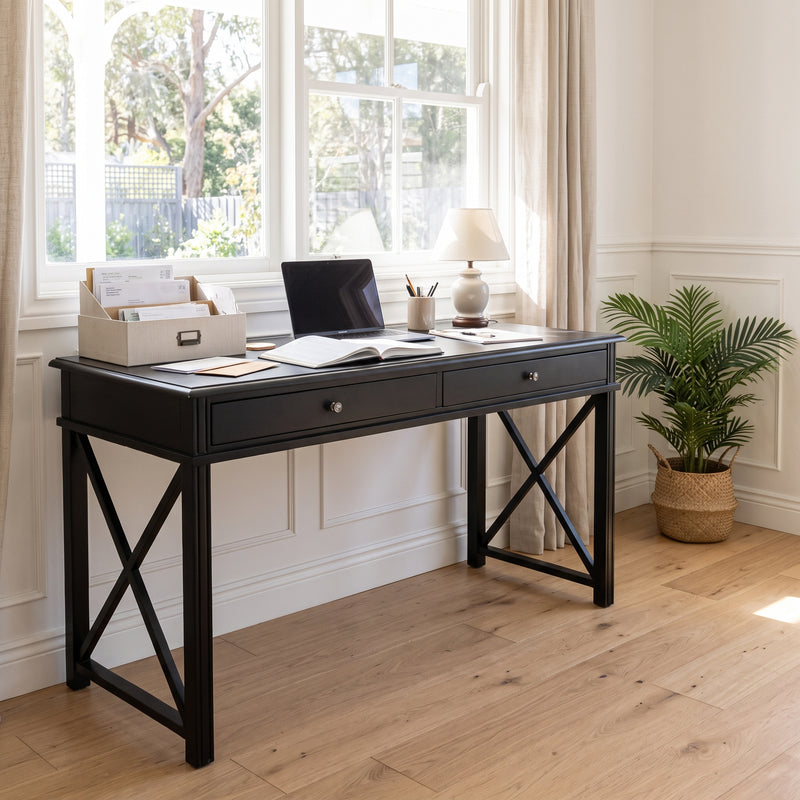 Hamptons Halifax Side Cross Console Hall Table / Study Desk
