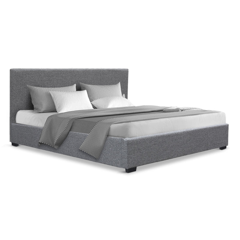 Artiss Bed Frame Queen Size Gas Lift Grey NINO