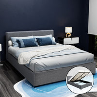 Artiss Bed Frame Queen Size Gas Lift Grey NINO