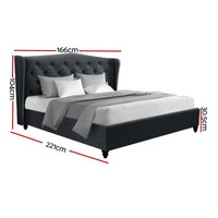 Artiss Bed Frame Queen Size Charcoal PIER