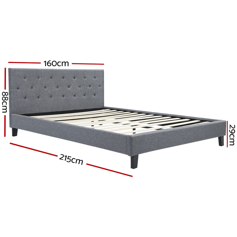 Artiss Bed Frame Queen Size Grey VANKE