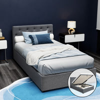 Artiss Bed Frame King Single Size Gas Lift Grey VILA