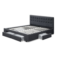 Artiss Bed Frame Queen Size with 4 Drawers Charcoal AVIO