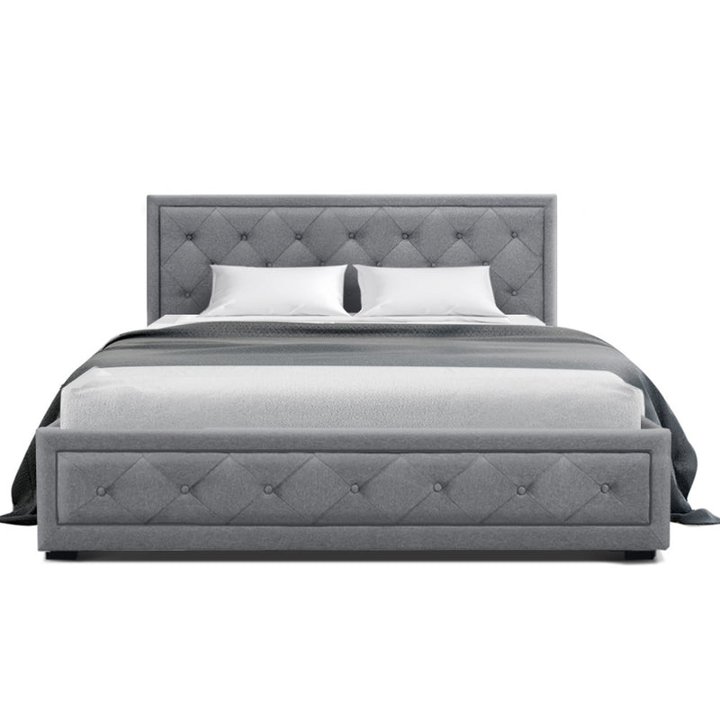 Artiss Bed Frame Double Size Gas Lift Grey TIYO