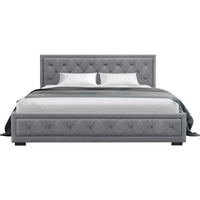 Artiss Bed Frame King Size Gas Lift Grey TIYO