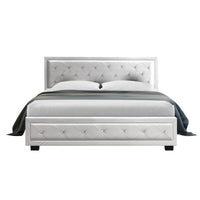 Artiss Bed Frame Queen Size Gas Lift White TIYO