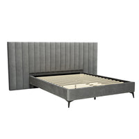 Artiss Bed Frame Queen Size Velvet Grey LOTT