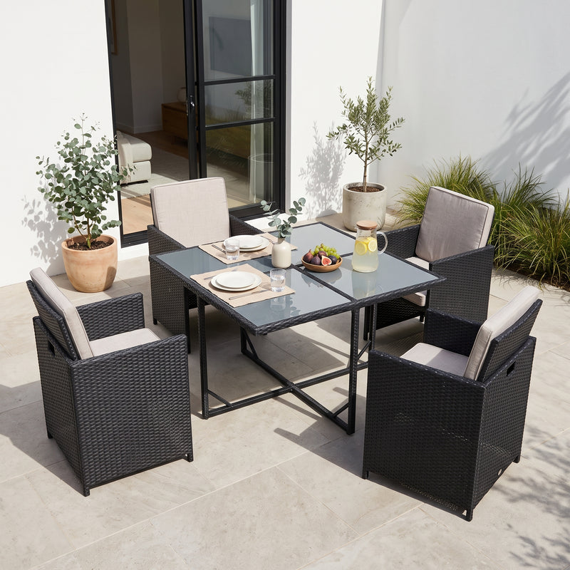 Outdoor Living Havana Wicker Rattan 5 Piece 4 Seater Dining Set