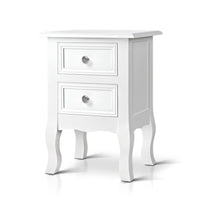 Artiss Bedside Table 2 Drawers - BISSET White