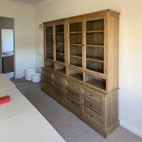 Hamptons Halifax 2 Glass Door 6 Drawer Kitchen Cabinet