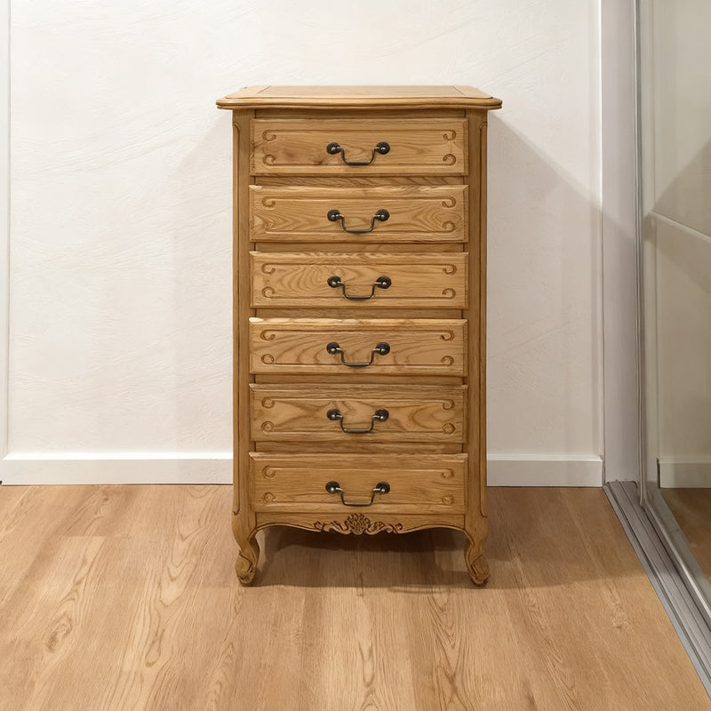French Provincial Louis 6 Drawer Tallboy Cabinet
