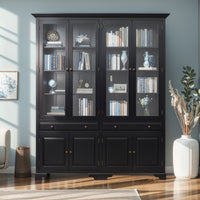 Hamptons Coastal Glass Display Cabinet Bookcase