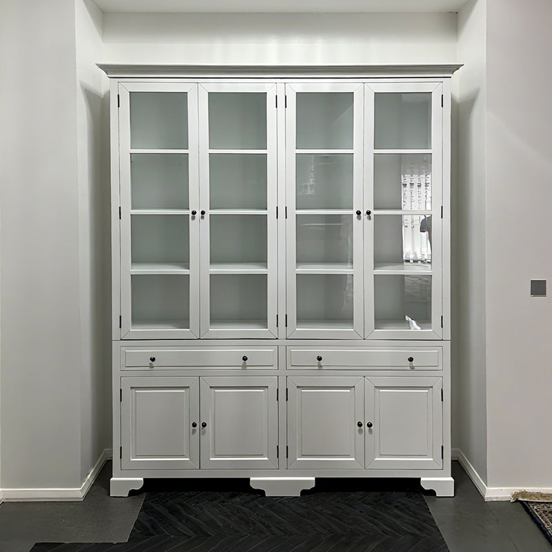Hamptons Coastal Glass Display Cabinet Bookcase
