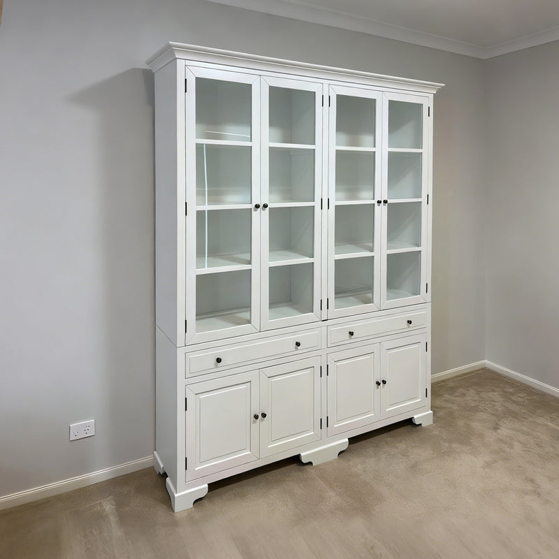 Hamptons Coastal Glass Display Cabinet Bookcase