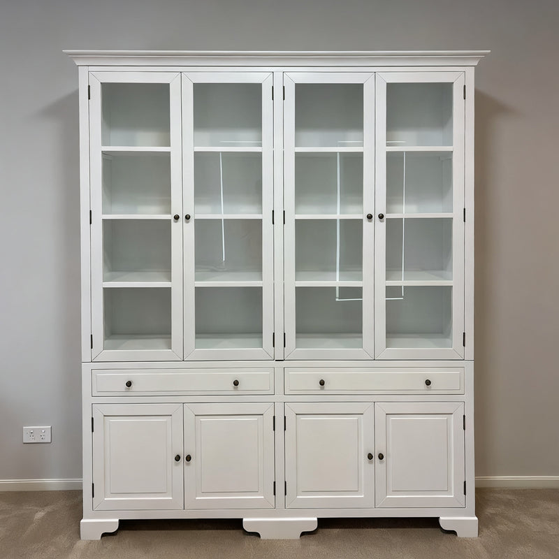 Hamptons Coastal Glass Display Cabinet Bookcase