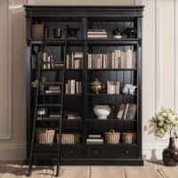 Hamptons Halifax Open Library Bookcase with Ladder 170cm