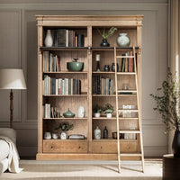 Hamptons Halifax Open Library Bookcase with Ladder 170cm