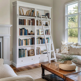 Hamptons Halifax Open Library Bookcase with Ladder 170cm