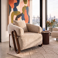 Hamptons Luna Loop Armchair with Wooden Armrest
