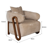 Hamptons Luna Loop Armchair with Wooden Armrest
