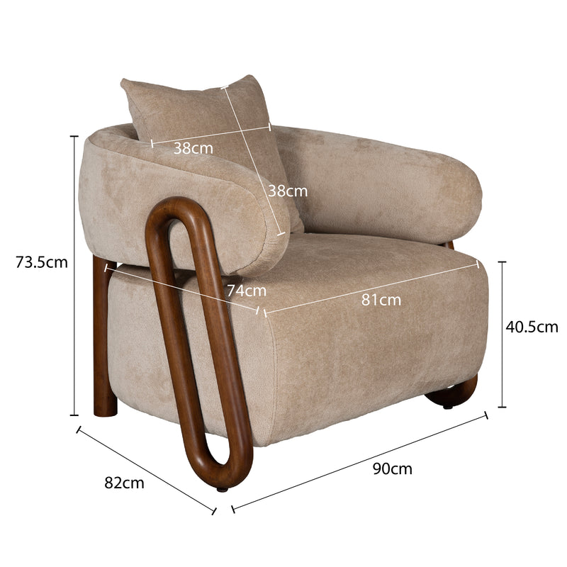 Hamptons Luna Loop Armchair with Wooden Armrest