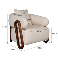 Hamptons Luna Loop Armchair with Wooden Armrest