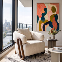 Contemporary Luna Loop Armchair with Wooden Armrest
