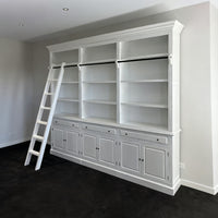 Hamptons Halifax 3 Bay Buffet and Hutch Bookcase with Ladder