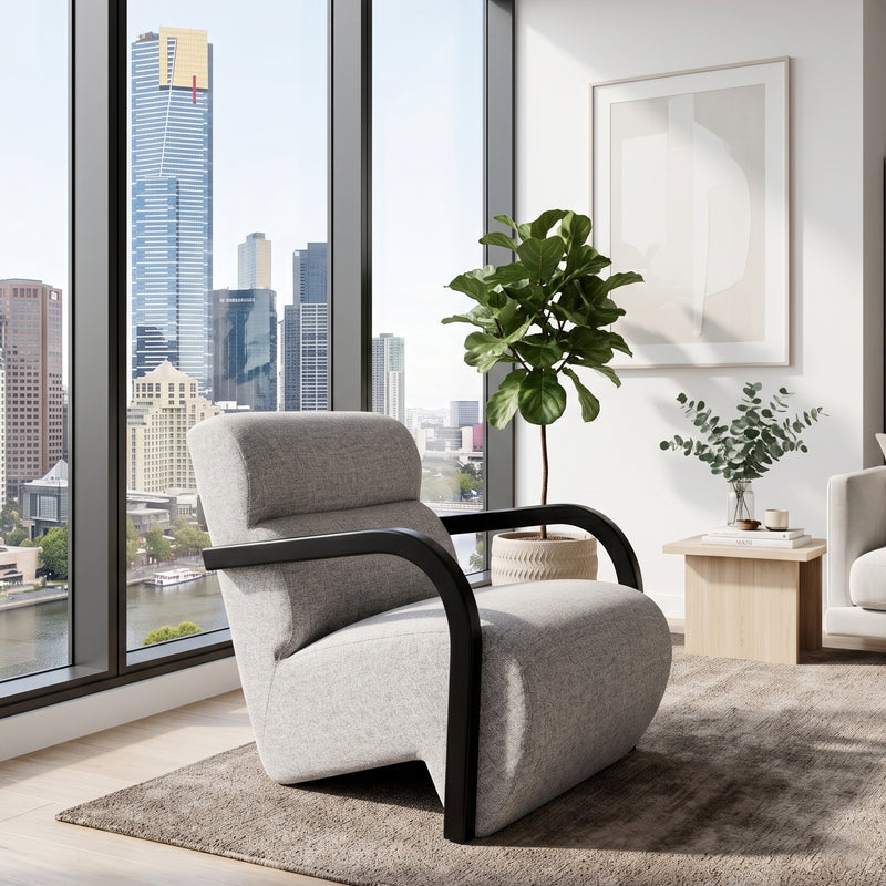 The Mosaic Boucle Lounge Armchair with Black Frame