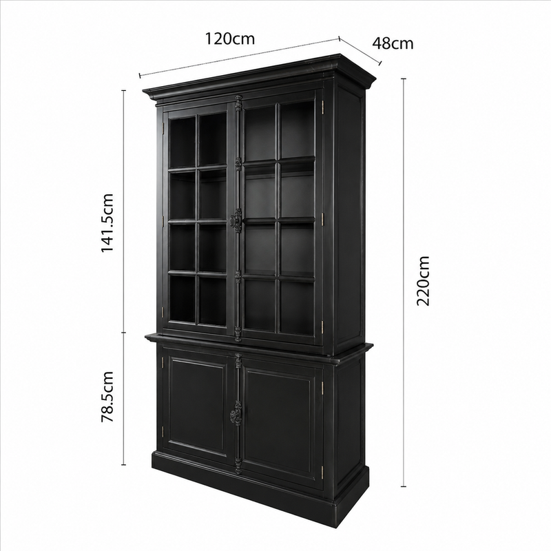 French Provincial Collection 3-Piece Wall Unit Set: A 200cm TV Unit & Twin Glass Display Cabinet Towers