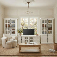 French Provincial Collection 3-Piece Wall Unit Set: A 200cm TV Unit & Twin Glass Display Cabinet Towers