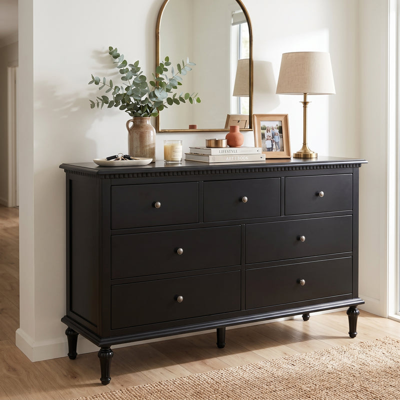 Hamptons Heritage 7 -Drawer Tallboy Dresser with Classic Turned Legs and Dentil Moulding Design