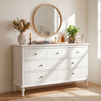 Hamptons Heritage 7 -Drawer Tallboy Dresser with Classic Turned Legs and Dentil Moulding Design