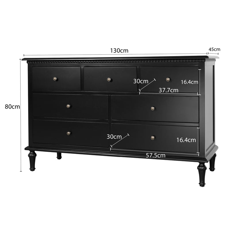 Hamptons Heritage 7 -Drawer Tallboy Dresser with Classic Turned Legs and Dentil Molding Design