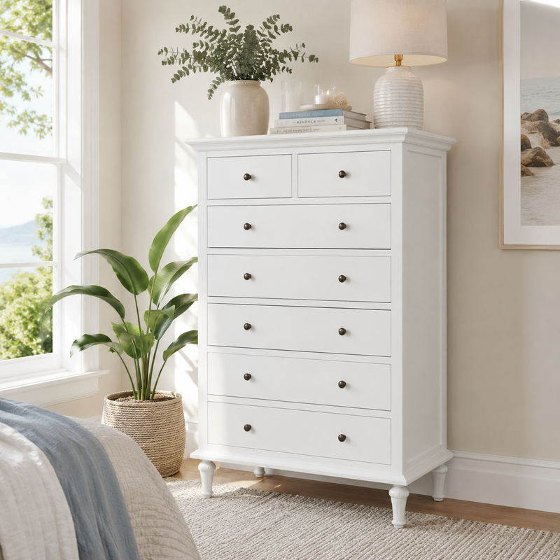 Hamptons Heritage   7 -Drawer Tallboy Dresser with Classic Turned Legs