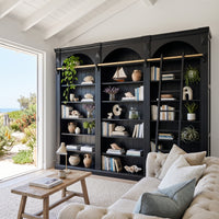 Hamptons Heritage Open Library Arched Extendable Bookshelf/Bookcase with Ladder 100cm - 300cm Wide