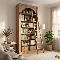 Hamptons Heritage Open Library Arched Extendable Bookshelf/Bookcase with Ladder 100cm - 300cm Wide