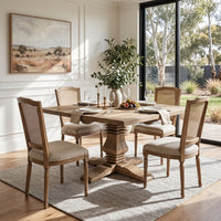 Classic Hamptons & French Provincial Ash Wood Square Pedestal Dining Table 150cm x 150cm