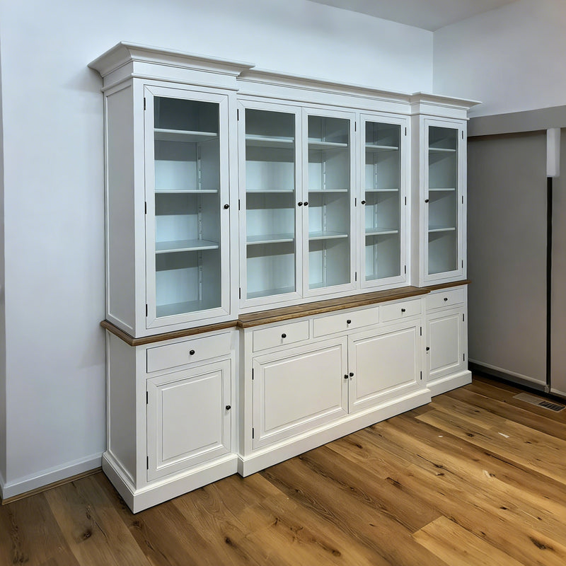 Hamptons Sorrento Buffet Sideboard Glass Doors Hutch Bookcase